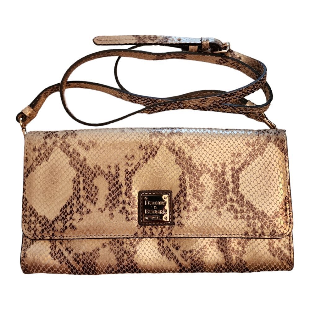 Authentic Dooney and Bourke Snake Skin Print Leather Crossbody Bag Purse